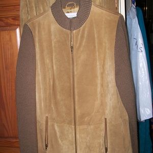 J G Hook 100% Leather Suede Jacket & Skirt 16W